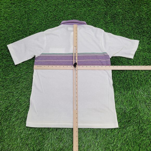 Vintage 90s Arrow MOD Polo Shirt M/L 21x28 Whtie Purple - Picture 3 of 12
